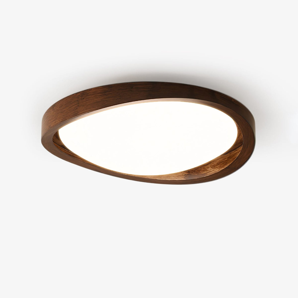 Modern Wood-Effect Fabric Flush Mount Ceiling Light With Tri-Color Glow