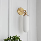 Vintage Brass Wall Sconce With Ceramic Detailing