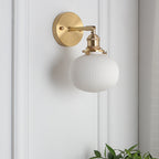 Vintage Brass Wall Sconce With Ceramic Detailing