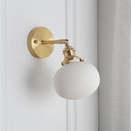 Vintage Brass Wall Sconce With Ceramic Detailing