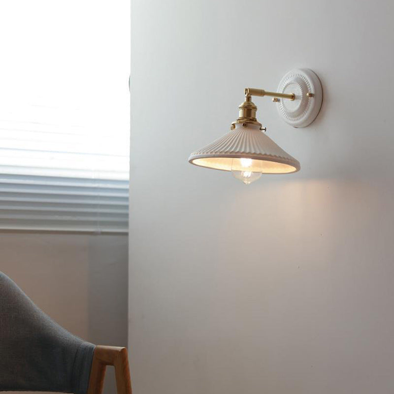 Vintage Ceramic Wall Sconce With Warm LED Glow