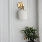 Vintage Brass Wall Sconce With Ceramic Detailing