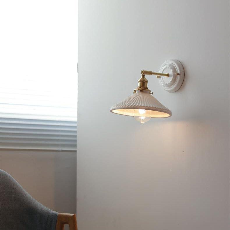 Vintage Ceramic Wall Sconce With Warm LED Glow