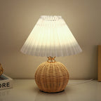 Bohemian Rattan Table Lamp With Tri-Color Warm Light