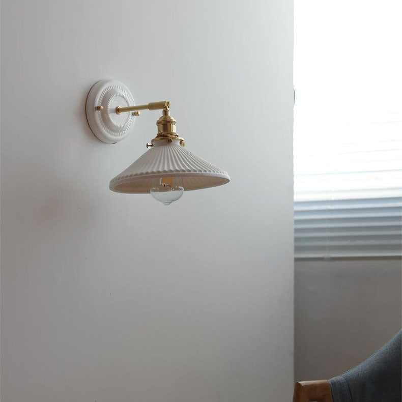 Vintage Ceramic Wall Sconce With Warm LED Glow