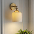 Vintage Brass Wall Sconce With Ceramic Detailing