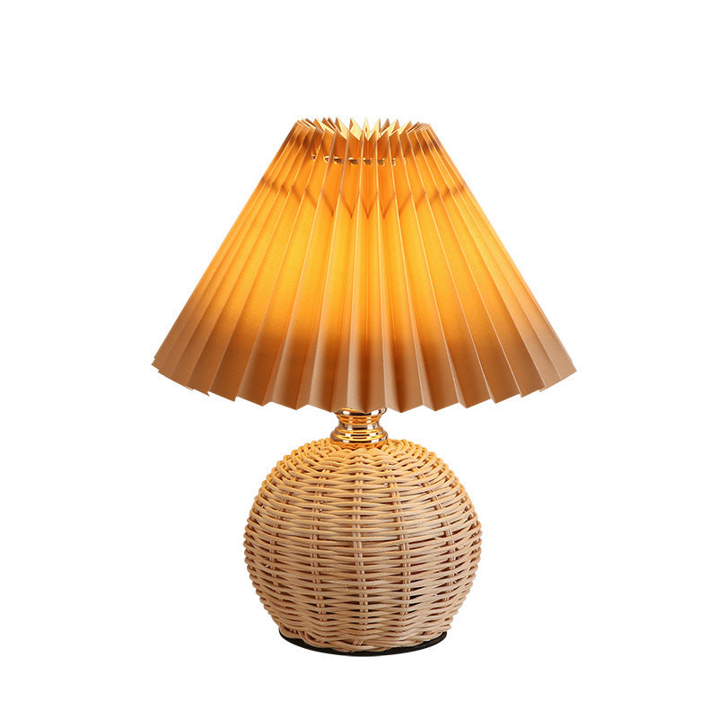 Bohemian Rattan Table Lamp With Tri-Color Warm Light