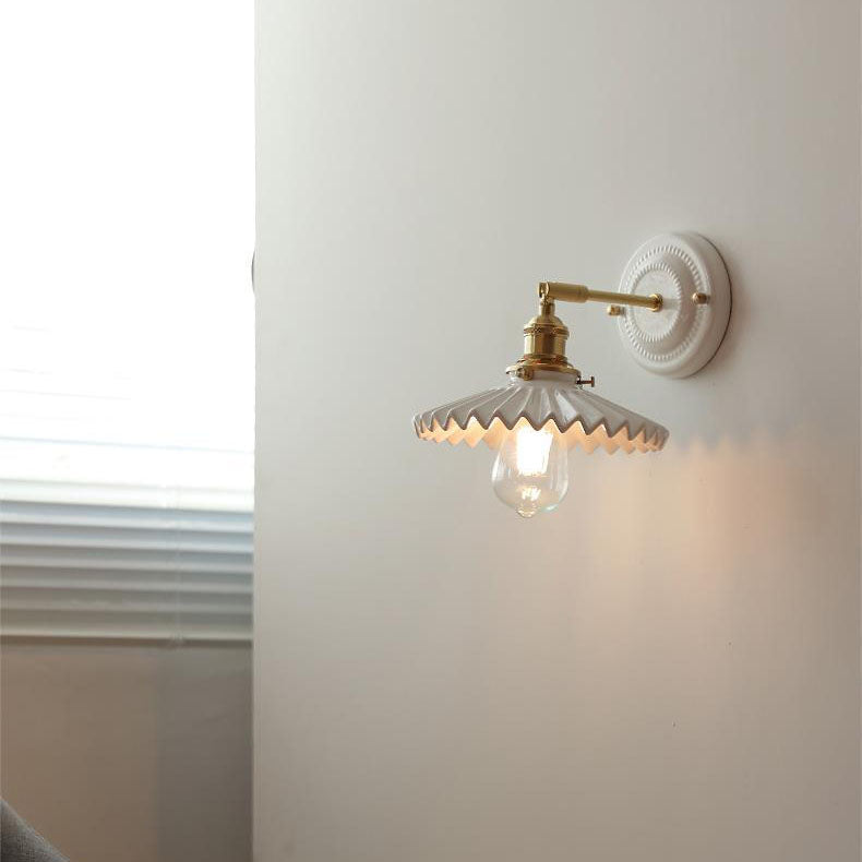 Vintage Ceramic Wall Sconce With Warm LED Glow