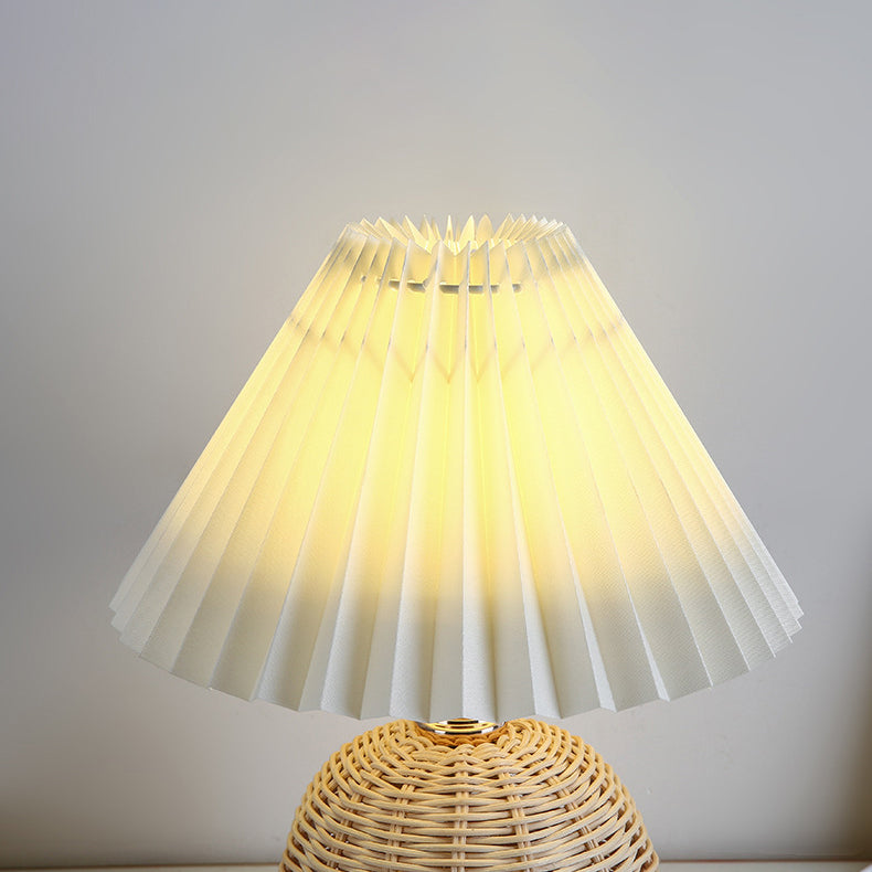 Bohemian Rattan Table Lamp With Tri-Color Warm Light