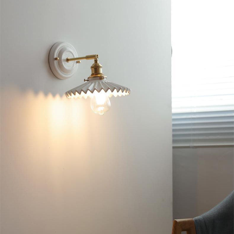 Vintage Ceramic Wall Sconce With Warm LED Glow