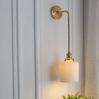 Vintage Brass Wall Sconce With Ceramic Detailing