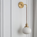 Vintage Brass Wall Sconce With Ceramic Detailing