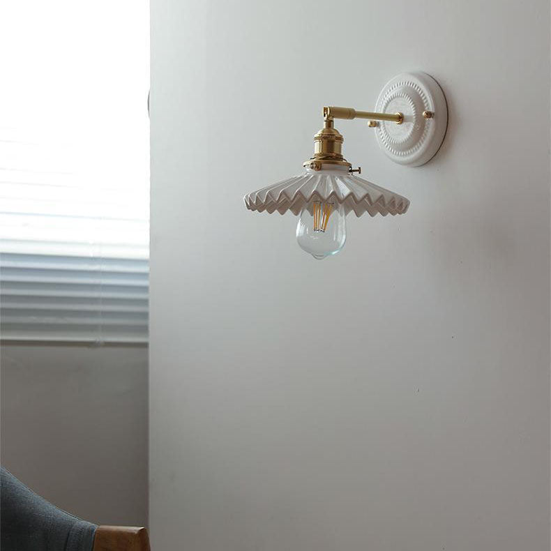 Vintage Ceramic Wall Sconce With Warm LED Glow