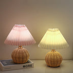 Bohemian Rattan Table Lamp With Tri-Color Warm Light