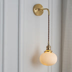 Vintage Brass Wall Sconce With Ceramic Detailing