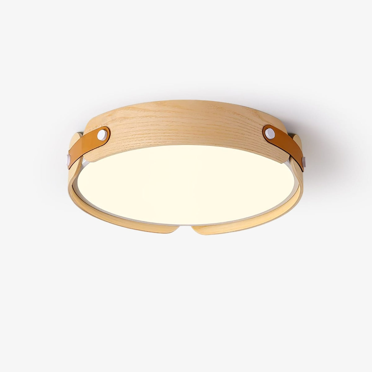Scandinavian Wood Flush Mount Ceiling Light With Slim Low-Profile Design