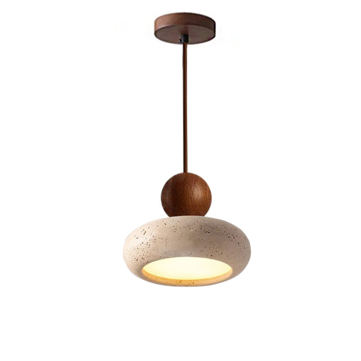 Modern Wood And Concrete Pendant Light With Warm LED Glow