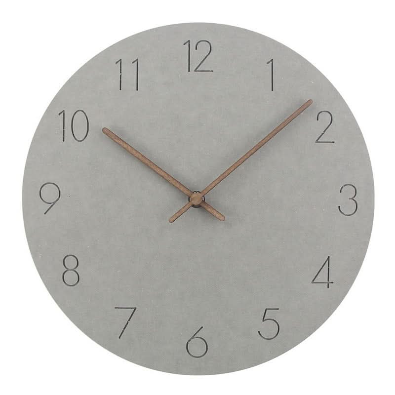 Silent Wall Clock Nordic Minimalist Non-Ticking MDF Wall Clock with Walnut Wood Hands Modern Round Clock for Living Room | Kitchen and Office