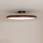 Scandinavian Wood-Effect Flush Mount Ceiling Light With Tri-Color Glow