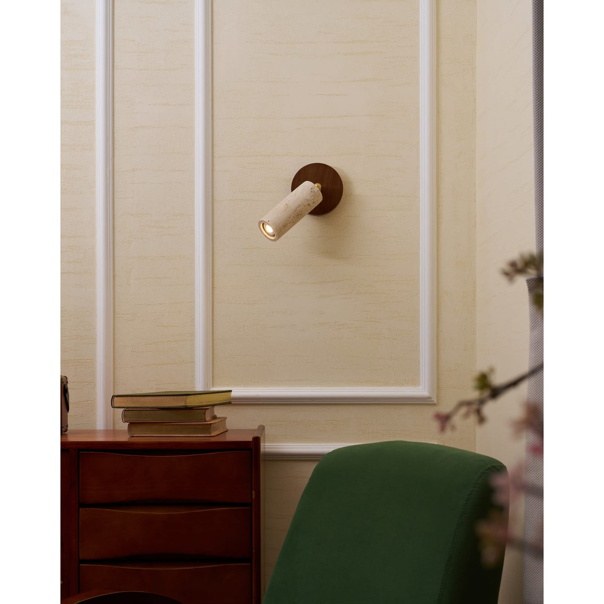 Modern Travertine Wall Sconce With Warm LED Glow