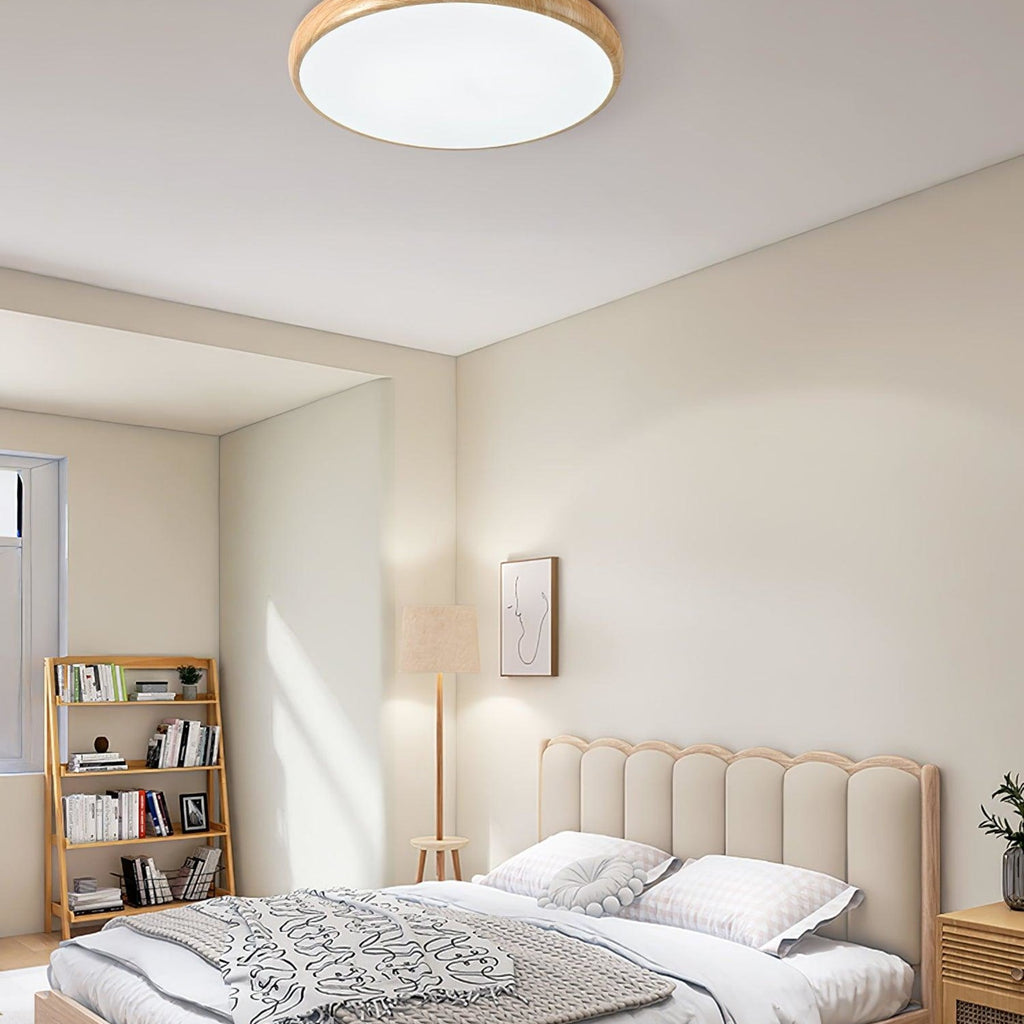 Scandinavian Wood Flush Mount Ceiling Light for Living Room