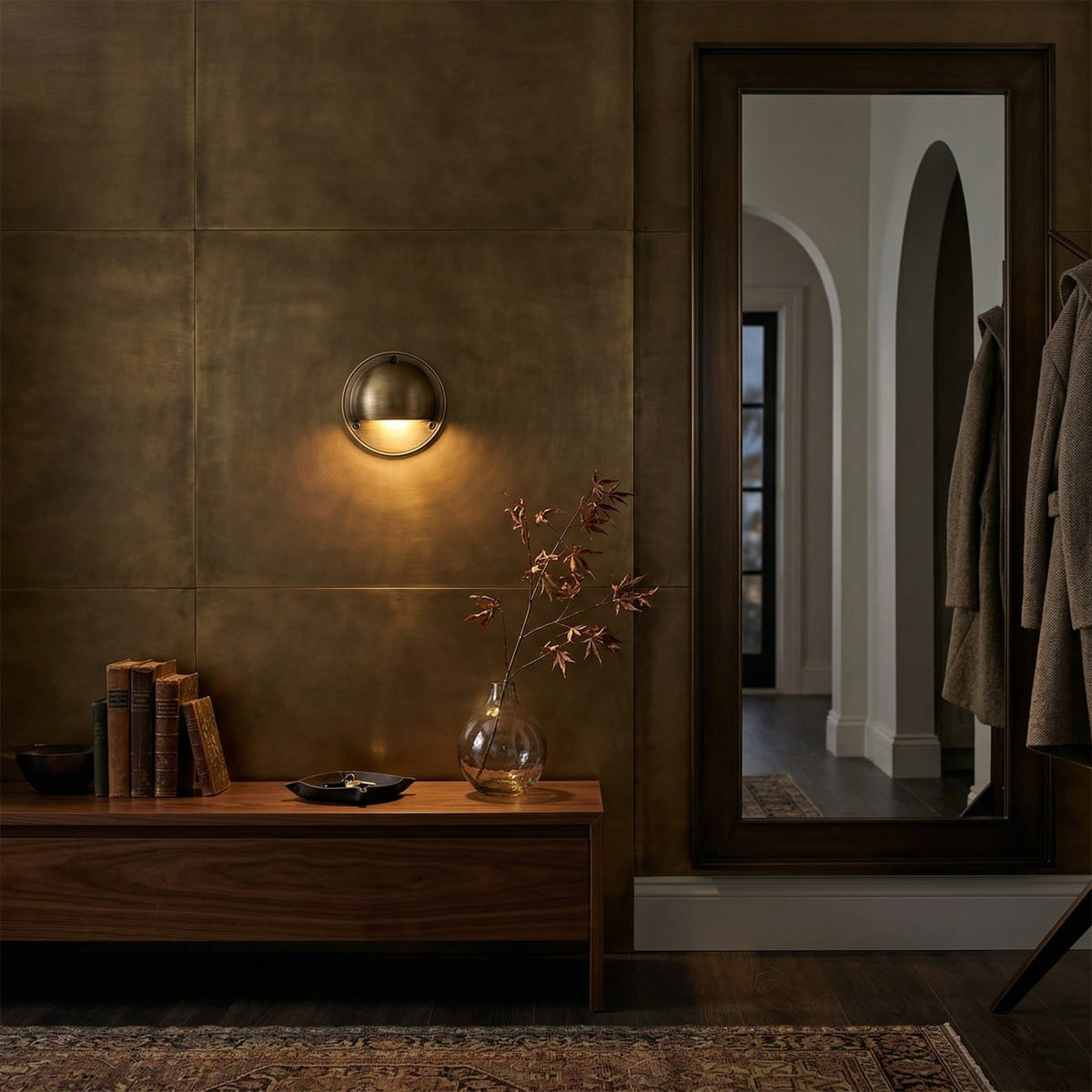 Modern Copper Wall Sconce With Dimmable Tri-Color Glow