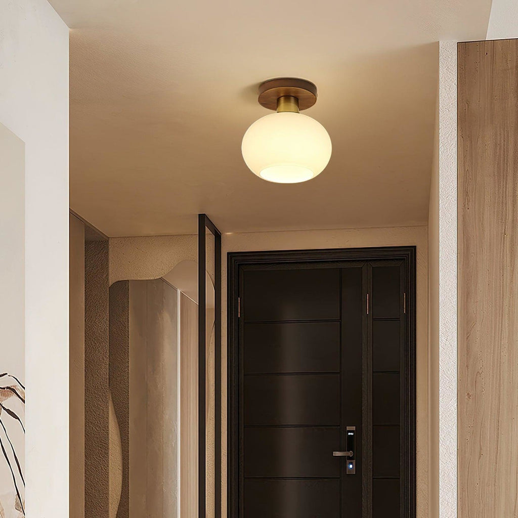 Modern Solid Wood Semi-Flush Ceiling Light for Living Room