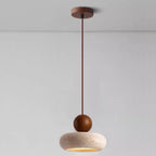 Modern Wood And Concrete Pendant Light With Warm LED Glow