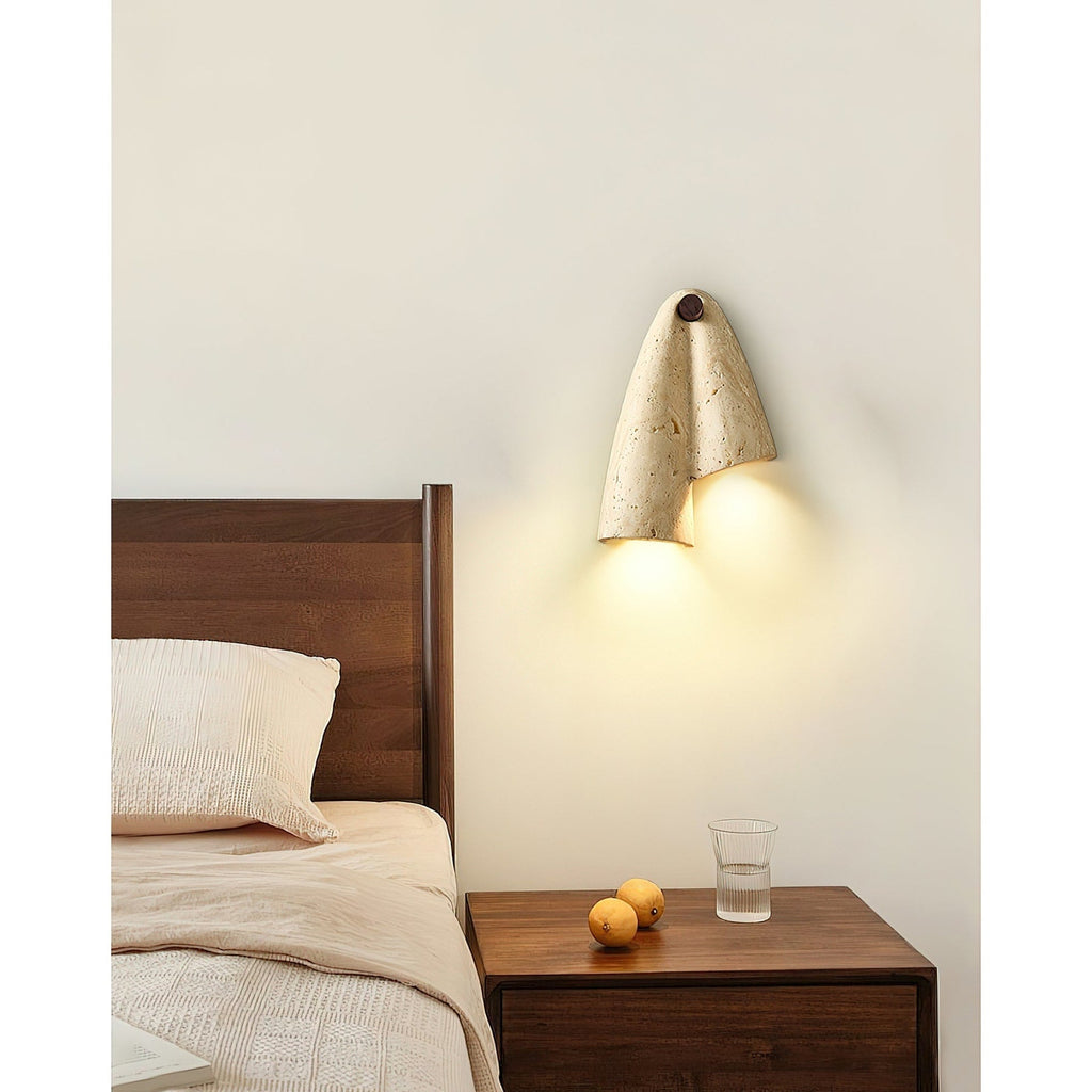Modern Travertine Wall Sconce With Warm LED Glow