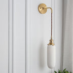 Vintage Brass Wall Sconce With Ceramic Detailing