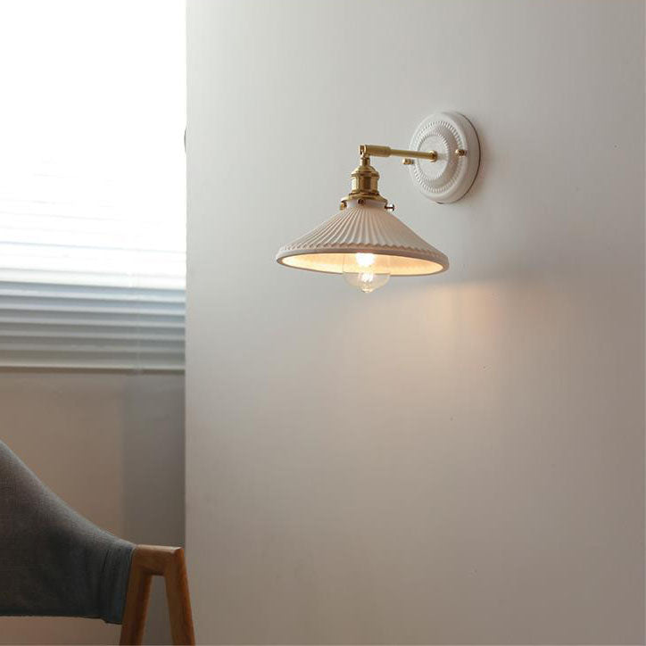 Vintage Ceramic Wall Sconce With Warm LED Glow