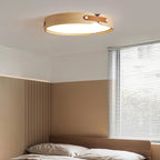 Scandinavian Wood Flush Mount Ceiling Light With Slim Low-Profile Design