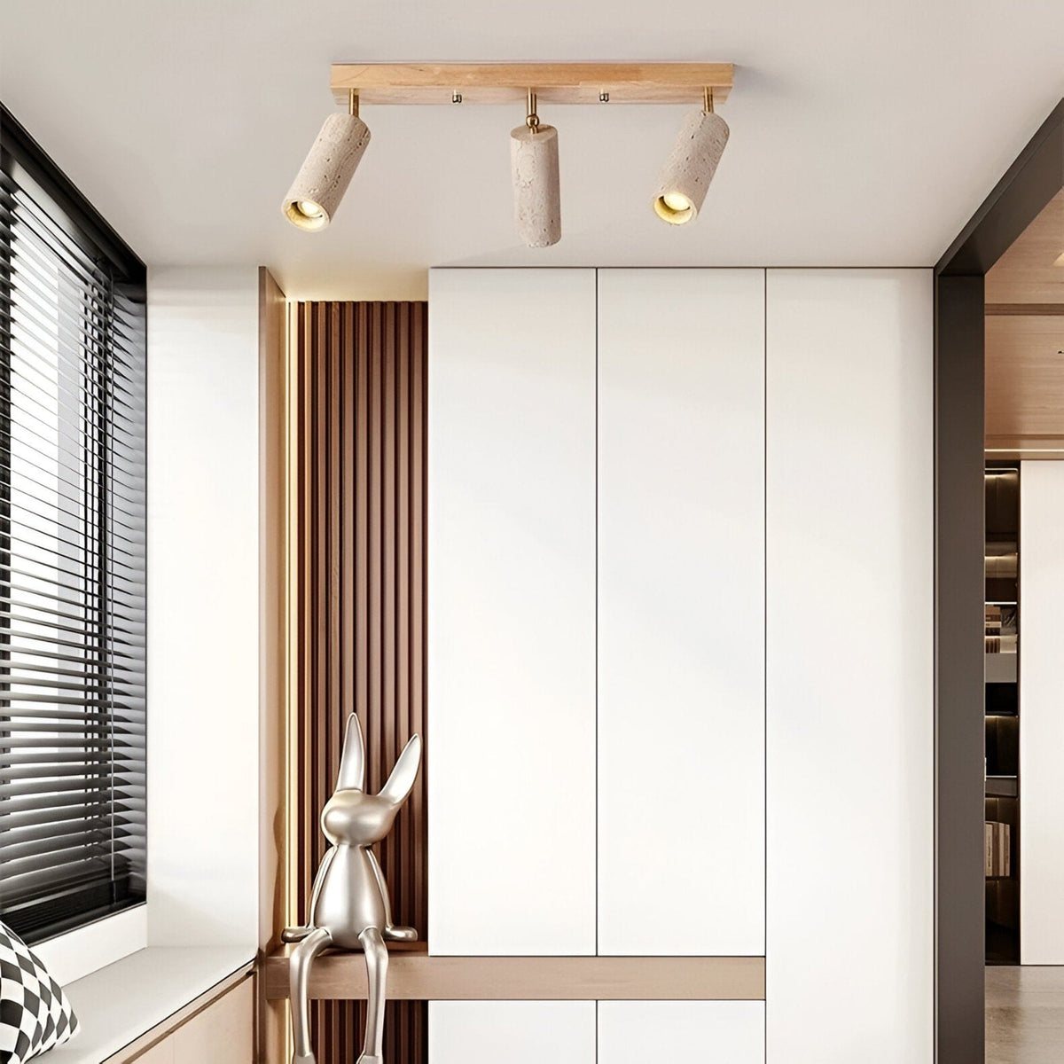 Modern Stone Linear Ceiling Light With Warm White Glow