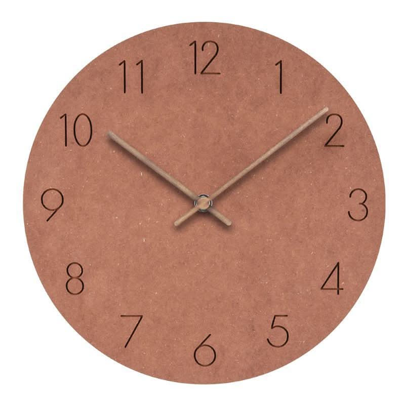 Silent Wall Clock Nordic Minimalist Non-Ticking MDF Wall Clock with Walnut Wood Hands Modern Round Clock for Living Room | Kitchen and Office