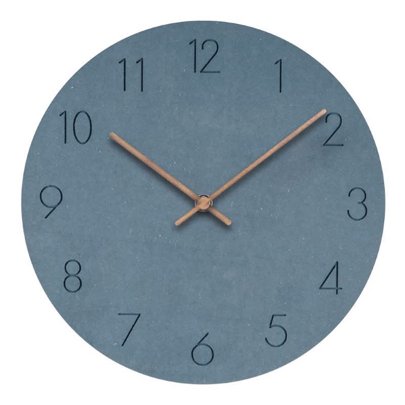 Silent Wall Clock Nordic Minimalist Non-Ticking MDF Wall Clock with Walnut Wood Hands Modern Round Clock for Living Room | Kitchen and Office
