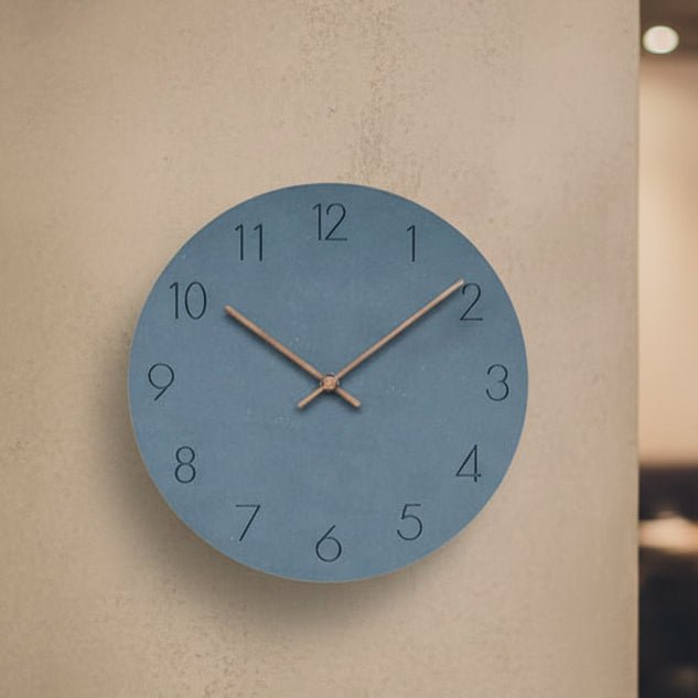 Silent Wall Clock Nordic Minimalist Non-Ticking MDF Wall Clock with Walnut Wood Hands Modern Round Clock for Living Room | Kitchen and Office
