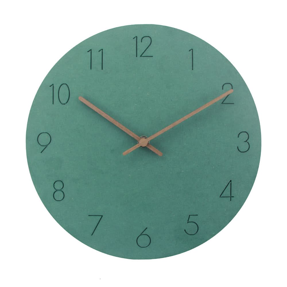 Silent Wall Clock Nordic Minimalist Non-Ticking MDF Wall Clock with Walnut Wood Hands Modern Round Clock for Living Room | Kitchen and Office