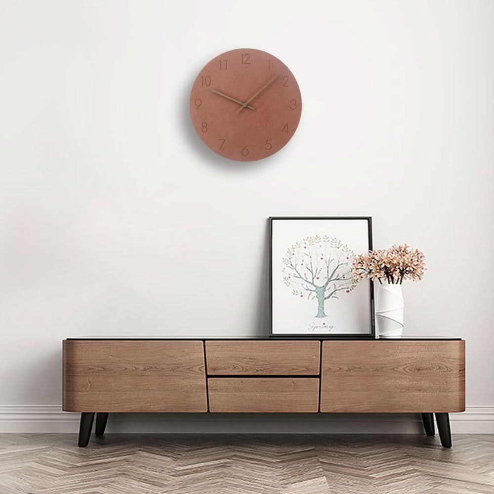 Silent Wall Clock Nordic Minimalist Non-Ticking MDF Wall Clock with Walnut Wood Hands Modern Round Clock for Living Room | Kitchen and Office