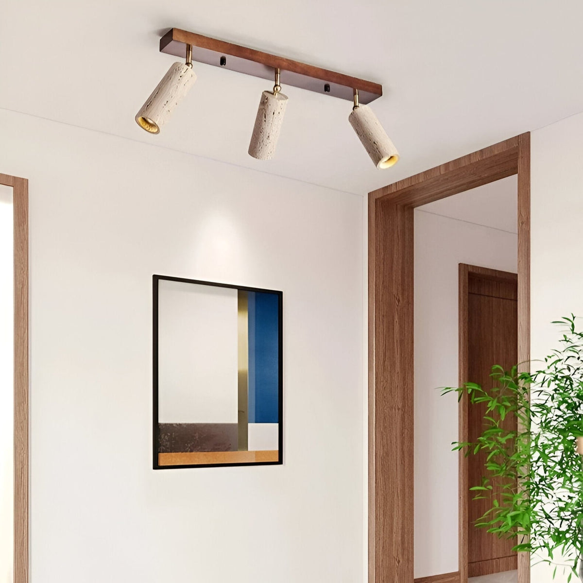 Modern Stone Linear Ceiling Light With Warm White Glow
