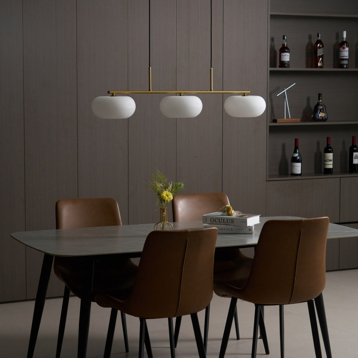 Modern Glass Pendant Light With Tri-Color LED Glow