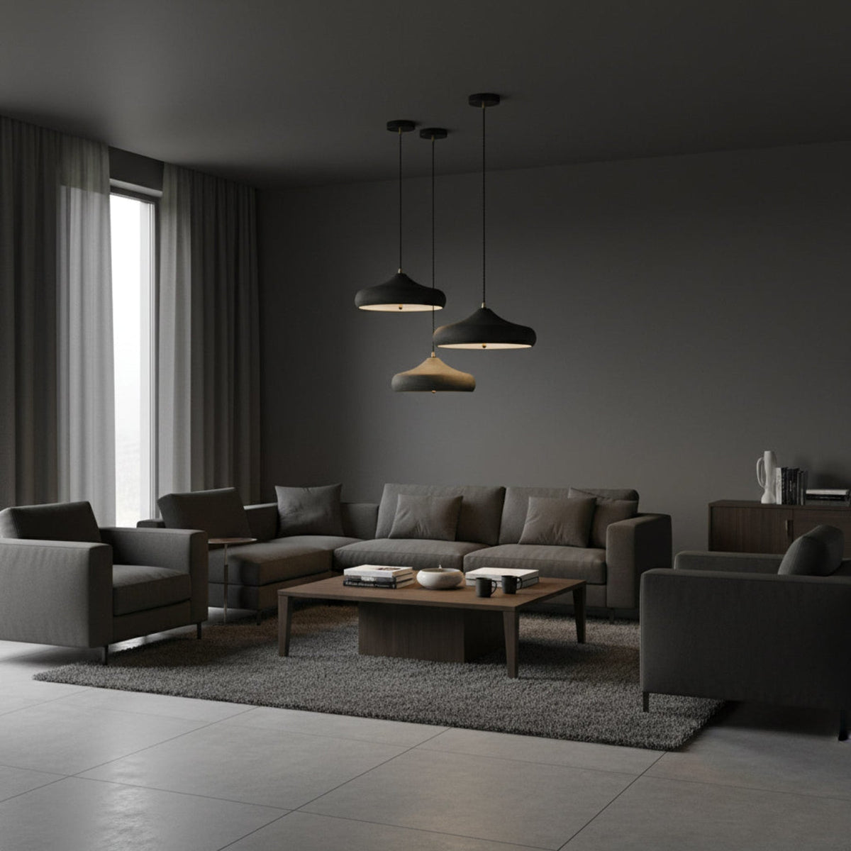Modern Iron Pendant Light With Warm LED Glow