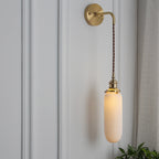 Vintage Brass Wall Sconce With Ceramic Detailing