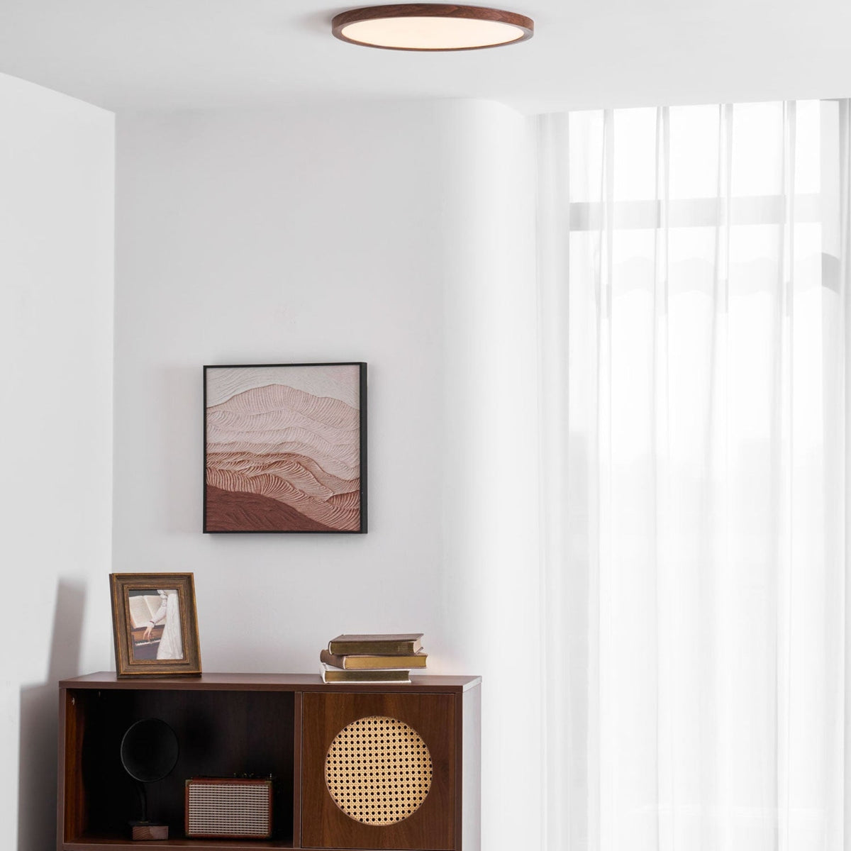 Minimalist Wood Flush Mount Ceiling Light With Slim Profile