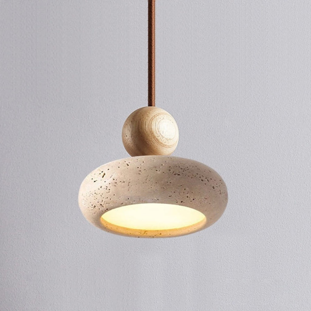 Modern Wood And Concrete Pendant Light With Warm LED Glow