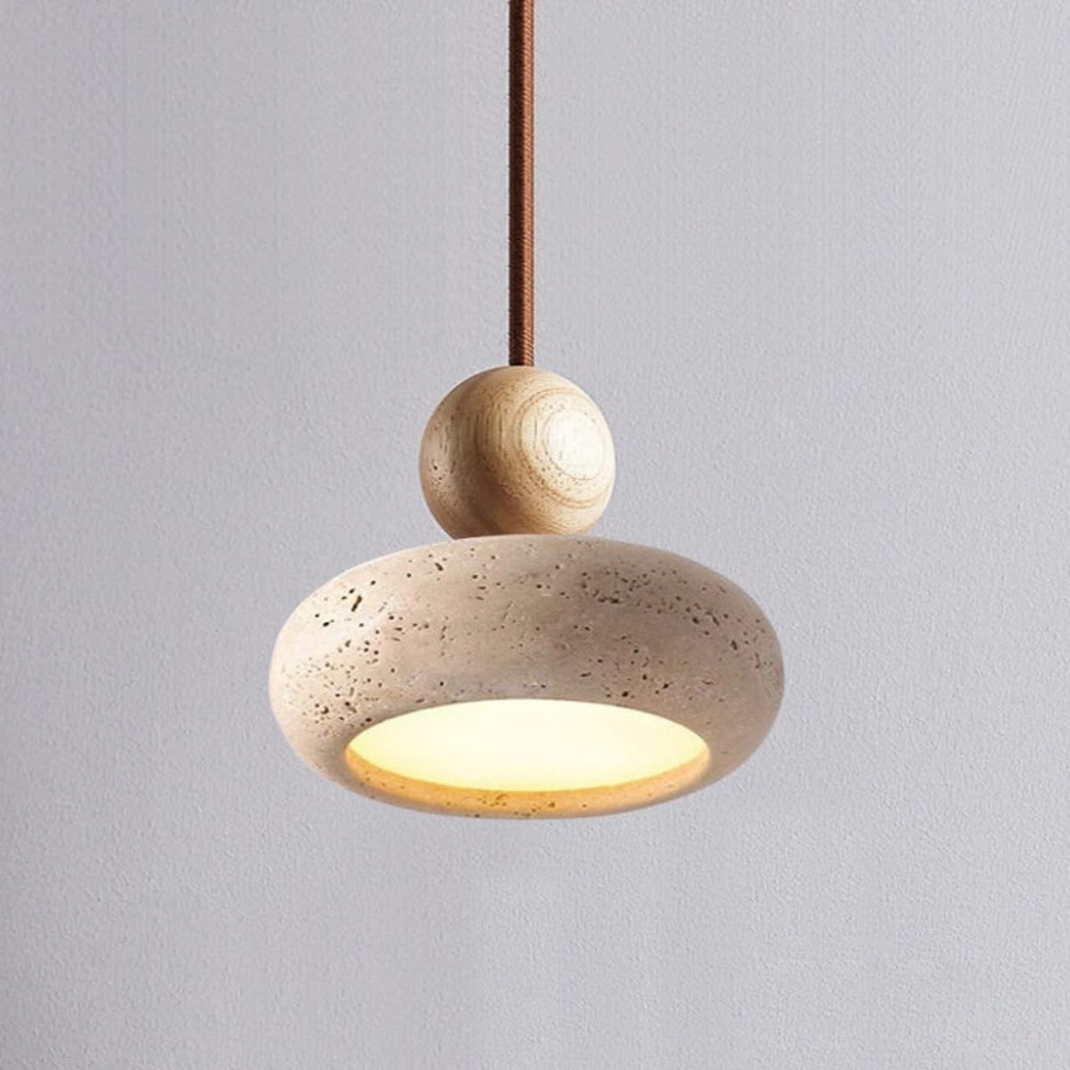 Modern Wood And Concrete Pendant Light With Warm LED Glow