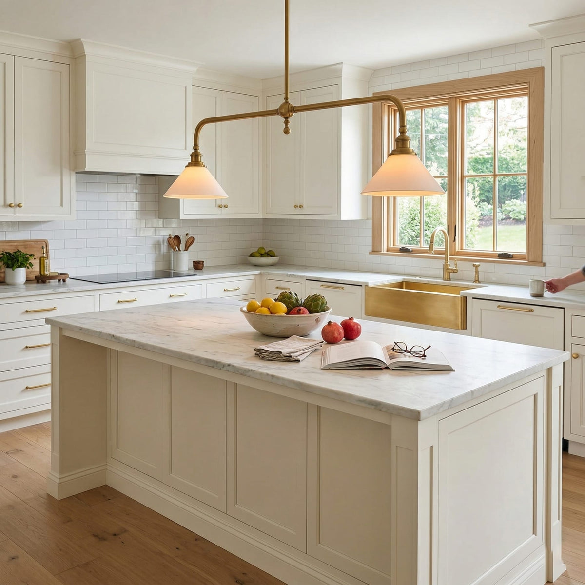 Modern Brass Pendant Light With Ceramic Shades for Dining Room