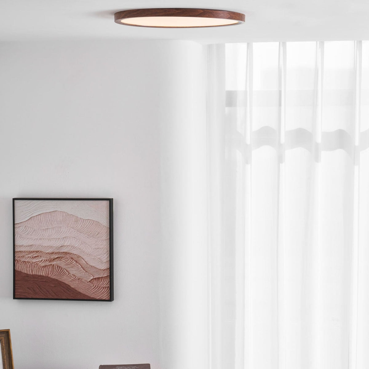 Minimalist Wood Flush Mount Ceiling Light With Slim Profile
