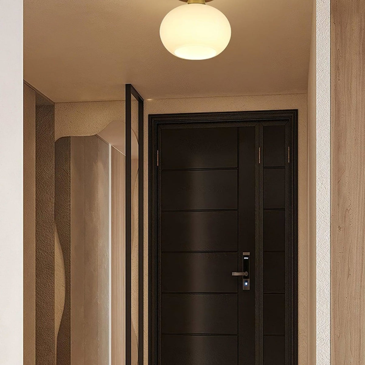 Modern Solid Wood Semi-Flush Ceiling Light for Living Room