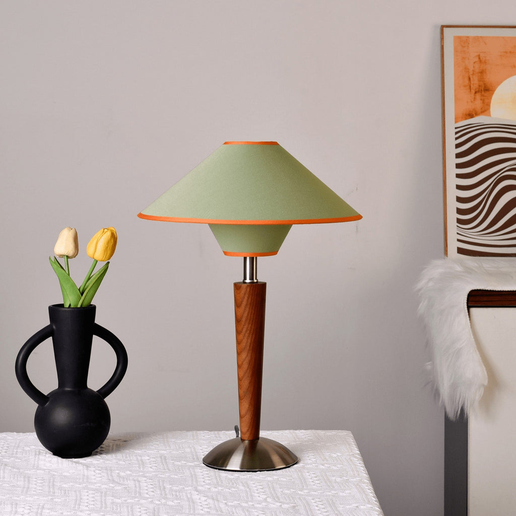 Modern Wood Table Lamp With Fabric Shade for Living Room