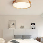Scandinavian Wood Flush Mount Ceiling Light With Slim Low-Profile Design